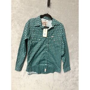 Rafter C Mens Western Shirt Medium Turquoise Black Pattern Cowboy‎ Collection